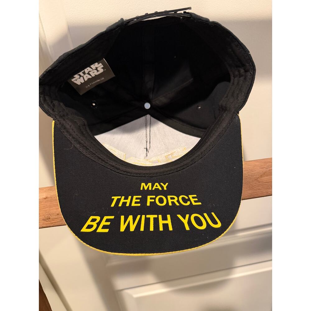 Star Wars Snapback Hat Black Yellow May the Force Be With You Adjustable Cap - Picture 2 of 7